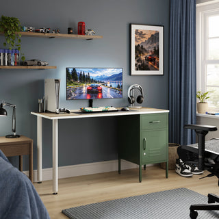 The Bromley Children/Teenage Desk with Forest Locker - Oak Desktop - Urban Lockers