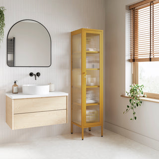 The Wimbledon - Fluted Glass Single Door Locker In Mustard - Urban Lockers
