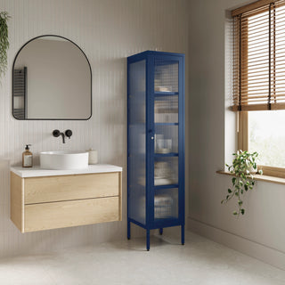 The Wimbledon - Fluted Glass Single Door Locker In Navy Blue - Urban Lockers