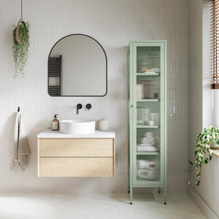 The Wimbledon - Fluted Glass Single Door Locker In Sage - Urban Lockers