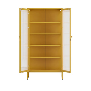 The Regent  - Fluted Glass Double Door Locker In Mustard - Urban Lockers