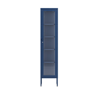The Wimbledon - Fluted Glass Single Door Locker In Navy Blue - Urban Lockers