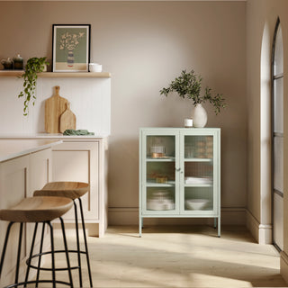 The Soho - Fluted Glass Double Door Locker In Sage - Urban Lockers