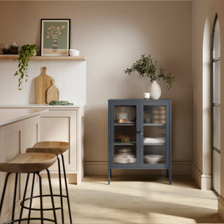 The Soho - Fluted Glass Double Door Locker In Slate Grey - Urban Lockers