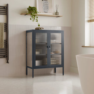 The Soho - Fluted Glass Double Door Locker In Slate Grey - Urban Lockers