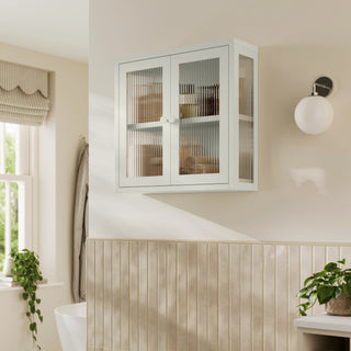 The Chester - Fluted Glass Wall Cabinet In Vanilla - Urban Lockers