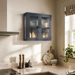 The Chester - Fluted Glass Wall Cabinet In Slate Grey - Urban Lockers