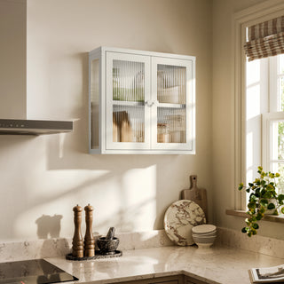 The Chester - Fluted Glass Wall Cabinet In Vanilla - Urban Lockers