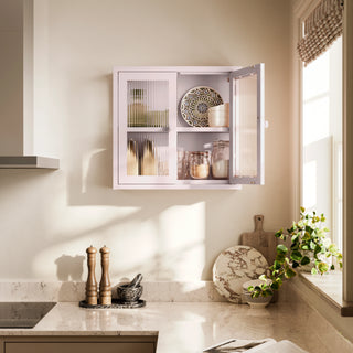The Chester - Fluted Glass Wall Cabinet In Light Pink - Urban Lockers