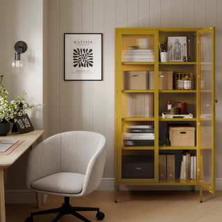 The Regent  - Fluted Glass Double Door Locker In Mustard - Urban Lockers