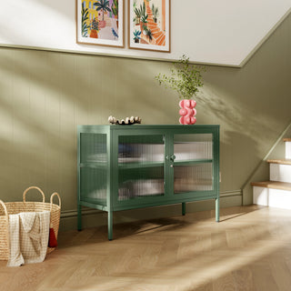 The Cambridge - Fluted Glass Sideboard Locker In Forest - Urban Lockers