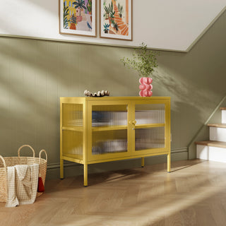The Cambridge - Fluted Glass Sideboard Locker In Mustard - Urban Lockers