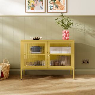 The Cambridge - Fluted Glass Sideboard Locker In Mustard - Urban Lockers