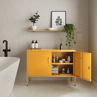 The Oxford  - Side Table/TV Stand Storage Locker In Mustard - Urban Lockers
