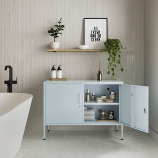 The Oxford  - Side Table/TV Stand Storage Locker In Sky Blue - Urban Lockers
