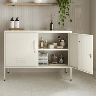 The Oxford  - Side Table/TV Stand Storage Locker In Vanilla - Urban Lockers