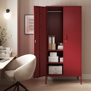 The Chelsea - Tall Double Door Storage Locker In Red - Urban Lockers